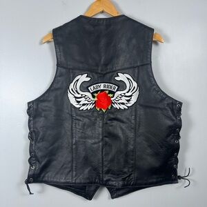Yukon Jack Leather Lady Rider leather lace up side vest size XL